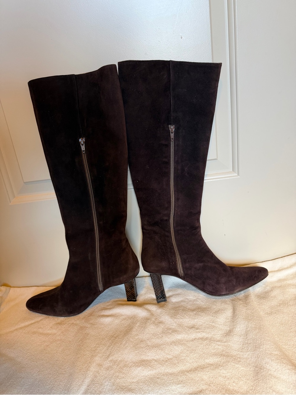 STAUD Dark Brown Suede Over-the-Knee Boots
